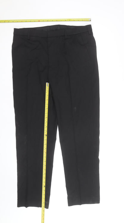 Marks and Spencer Men's Black 36R Regular Fit Dress Trousers
