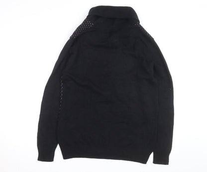 U.S. Polo Assn. Men's Black Cotton Collared Pullover Jumper Size M