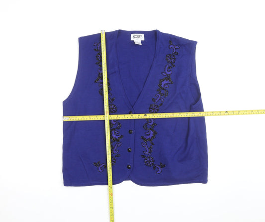 Koret Petites Blue Beaded Knit Sleeveless Vest Jumper Women’s L