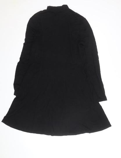 Next Women Black Size 18 A-Line Long Sleeve High Neck Jersey Dress