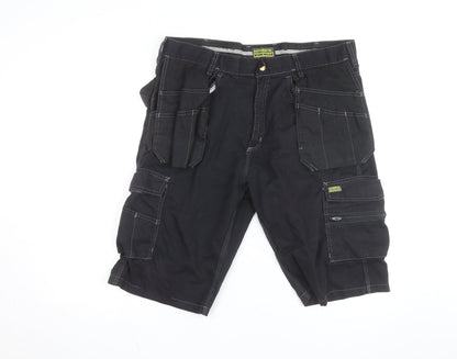 Authentic Workwear Men's Black Cargo Shorts L 36in Durable Pockets