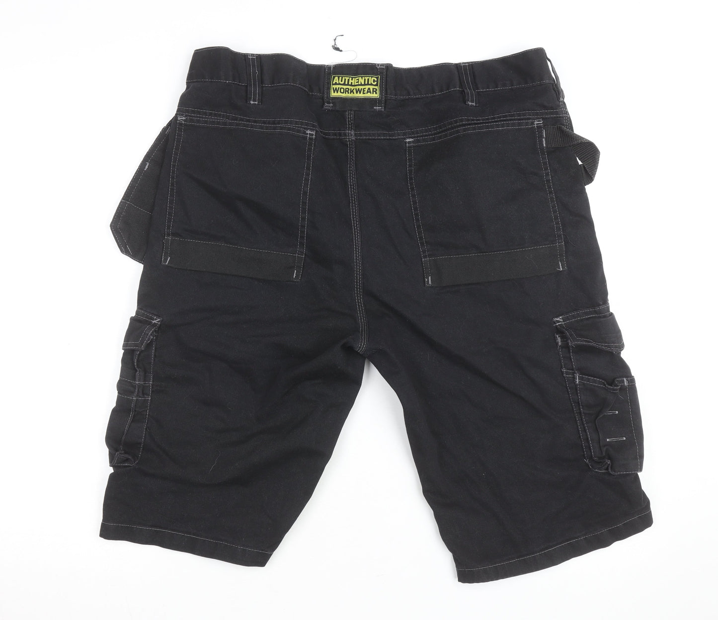 Authentic Workwear Men's Black Cargo Shorts L 36in Durable Pockets