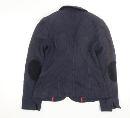 Joules Women's Navy Wool Blend Herringbone Blazer Size 10 Slim Fit