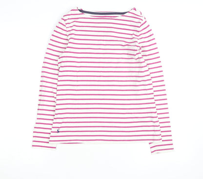 Joules Women's Pink Striped Long Sleeve Cotton T-Shirt Size S