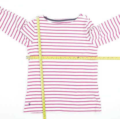 Joules Women's Pink Striped Long Sleeve Cotton T-Shirt Size S