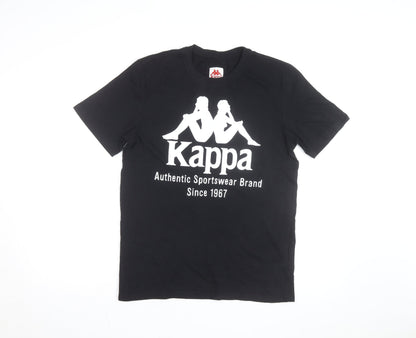 Kappa Men's Black Small Logo Sports Graphic Cotton T-Shirt