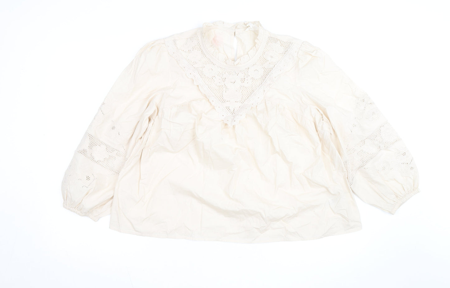 Marks and Spencer Per Una Ivory Cotton Embroidered Tunic Blouse Women’s Size 16