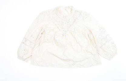 Marks and Spencer Per Una Ivory Cotton Embroidered Tunic Blouse Women’s Size 16