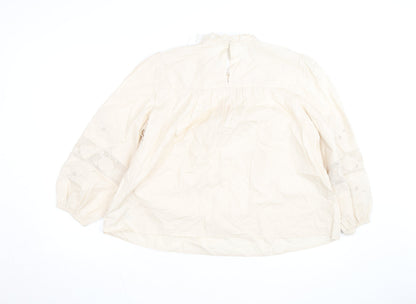 Marks and Spencer Per Una Ivory Cotton Embroidered Tunic Blouse Women’s Size 16