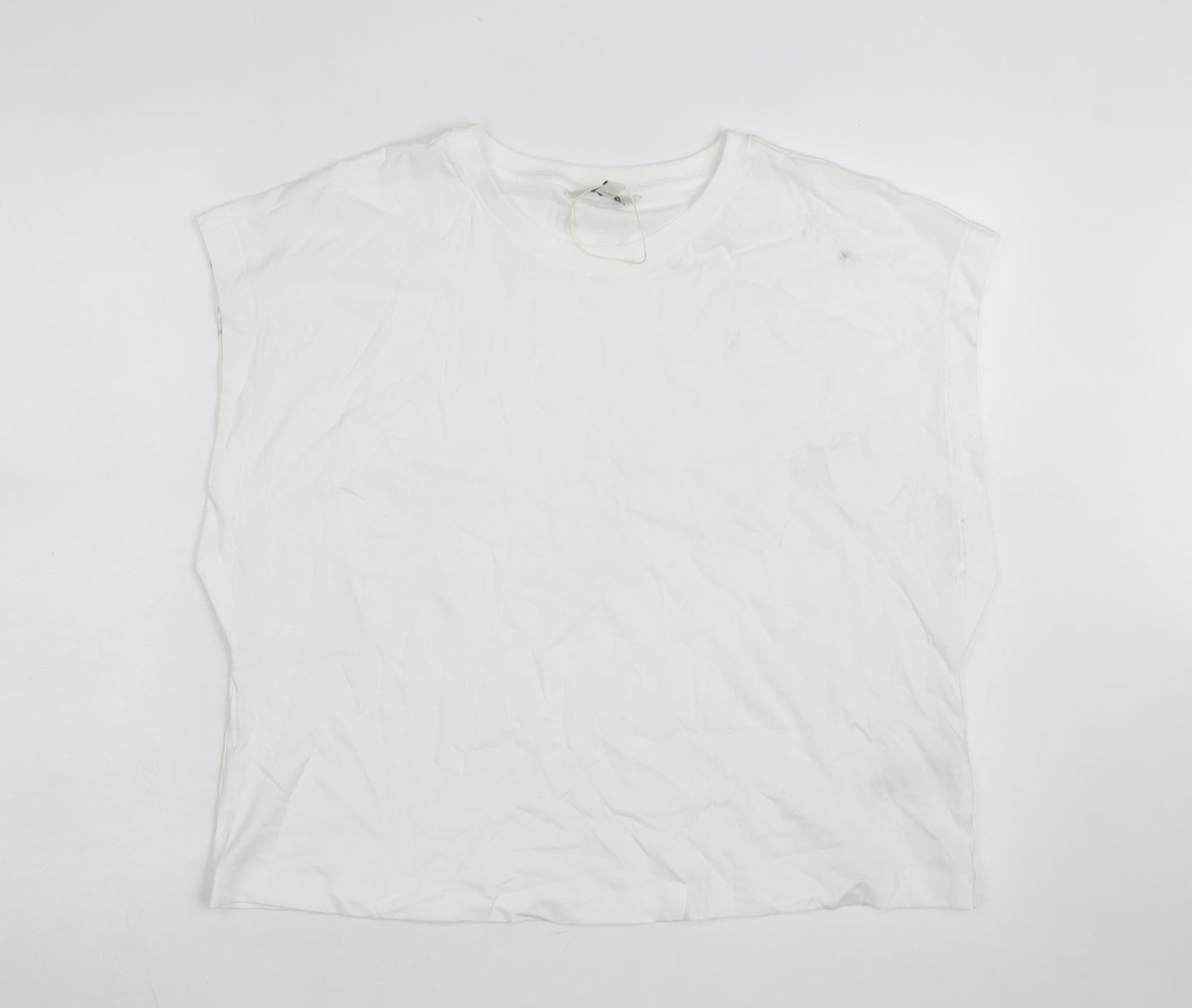 Marks and Spencer Women's White Cotton Sleeveless T-Shirt Size 16