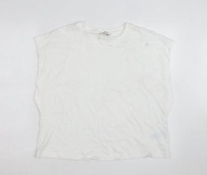 Marks and Spencer Women's White Cotton Sleeveless T-Shirt Size 16