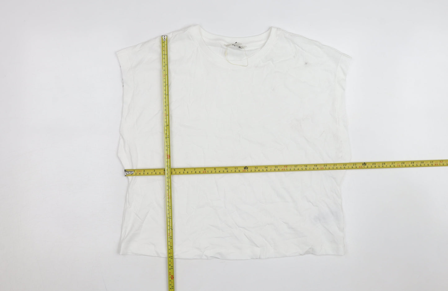 Marks and Spencer Women's White Cotton Sleeveless T-Shirt Size 16