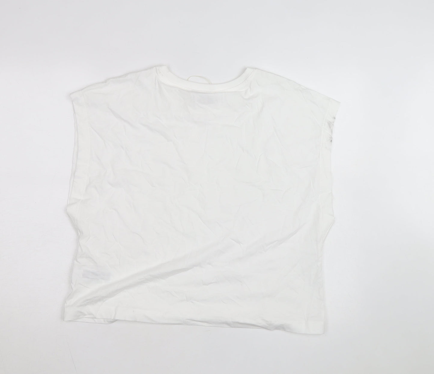 Marks and Spencer Women's White Cotton Sleeveless T-Shirt Size 16