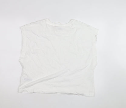 Marks and Spencer Women's White Cotton Sleeveless T-Shirt Size 16