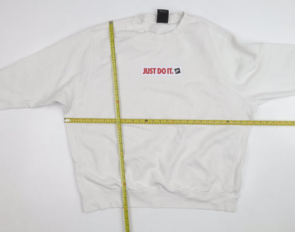 Nike Men's White 2XL Pullover Crew Neck Sweatshirt Just Do It Logo