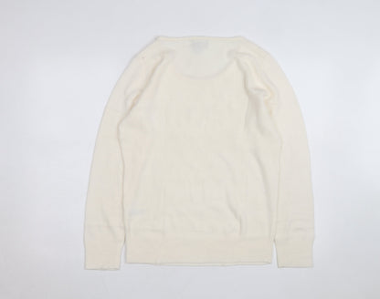 Laura Scott Women’s Ivory Beaded Knit Pullover Jumper Size M