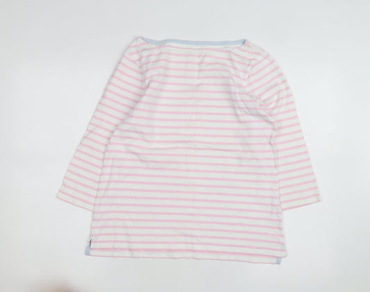 Tyrwhitt Women's Pink White Striped Cotton Pullover Jumper M