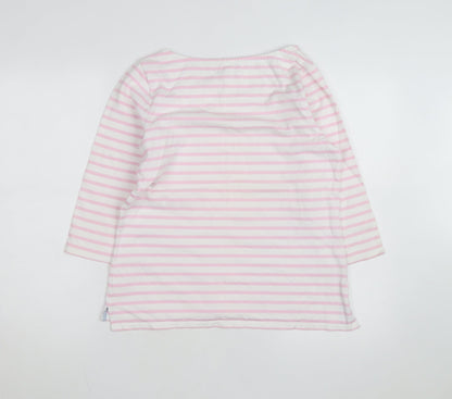Tyrwhitt Women's Pink White Striped Cotton Pullover Jumper M