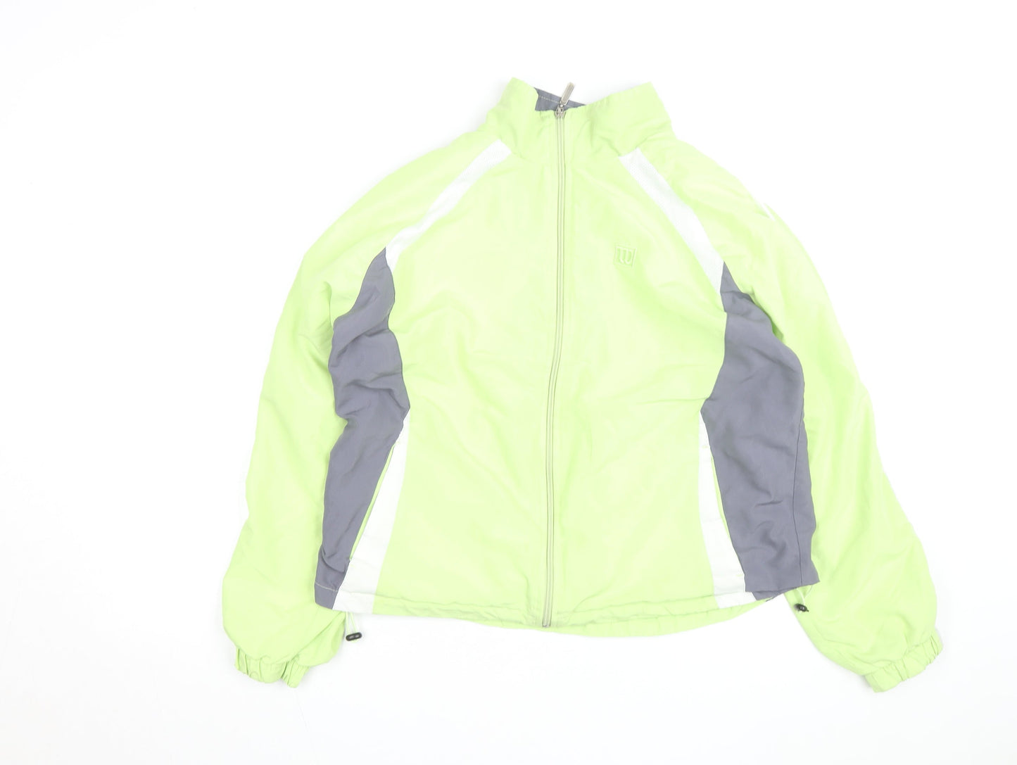 Wilson Men's Green Grey Full Zip Windbreaker Jacket Size L Polyester