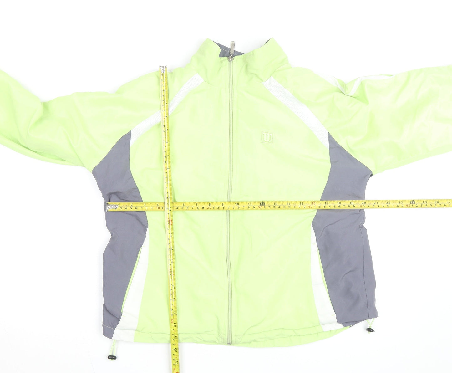 Wilson Men's Green Grey Full Zip Windbreaker Jacket Size L Polyester