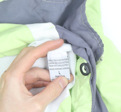 Wilson Men's Green Grey Full Zip Windbreaker Jacket Size L Polyester