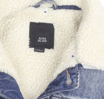 River Island Girls Blue Denim Sherpa Lined Jacket 11-12 Years
