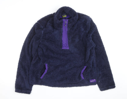 Gelert Women Navy Fleece Pullover Hoodie Size 14 Half Zip Warm Outdoor Top