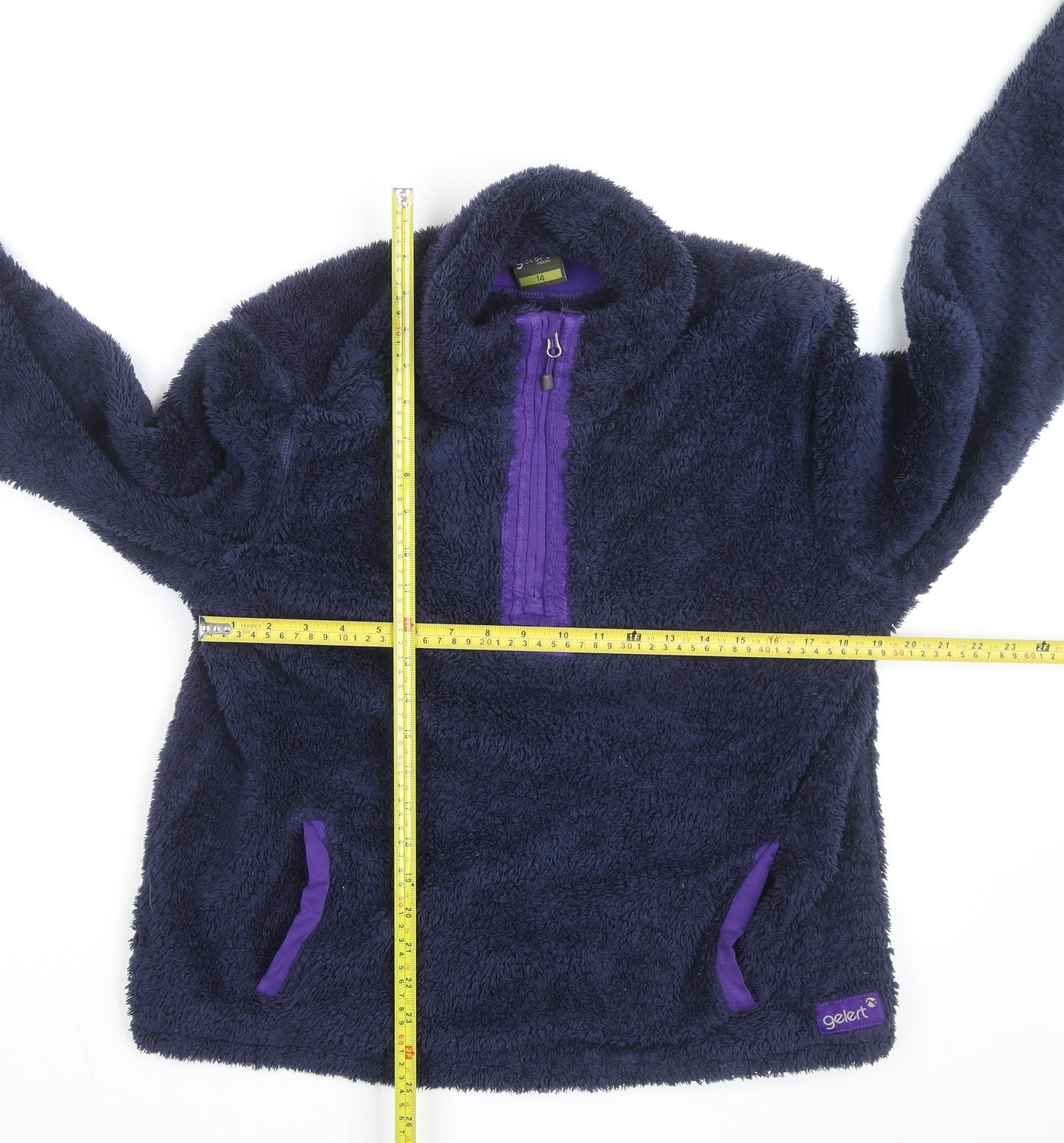 Gelert Women Navy Fleece Pullover Hoodie Size 14 Half Zip Warm Outdoor Top