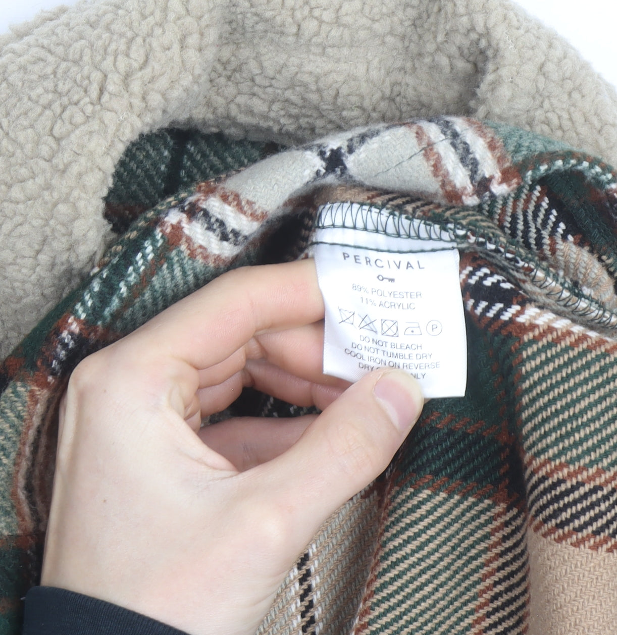 Percival Men's Green Check Sherpa Lined Flannel Jacket L