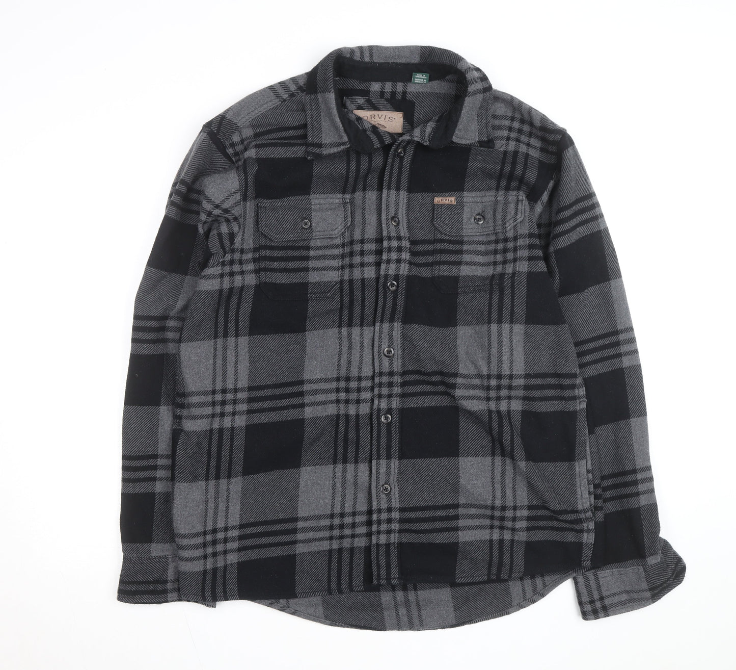 Orvis Men's Grey Check Flannel Shirt Jacket Size L