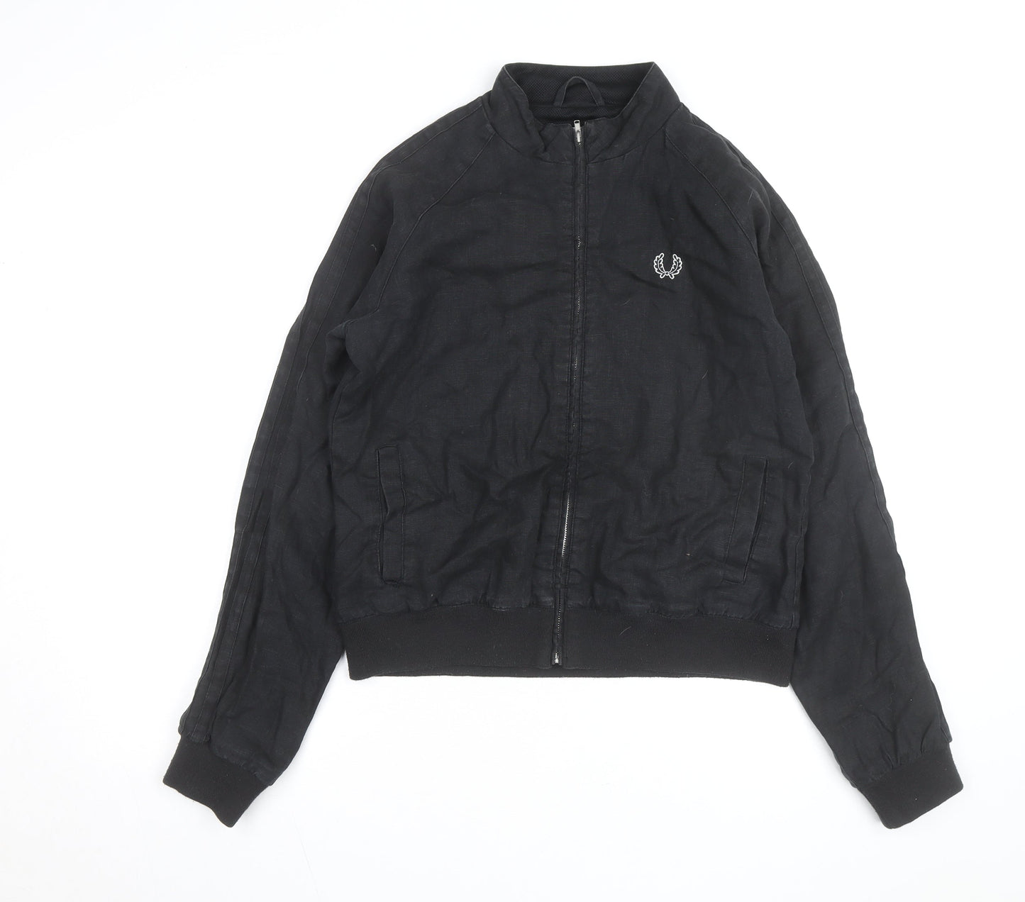 Fred Perry Women's Black Linen Bomber Jacket Size 14