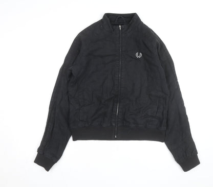 Fred Perry Women's Black Linen Bomber Jacket Size 14