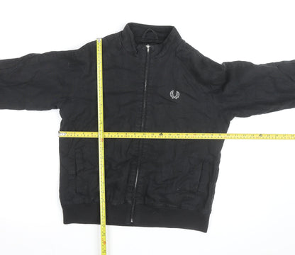Fred Perry Women's Black Linen Bomber Jacket Size 14