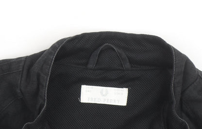 Fred Perry Women's Black Linen Bomber Jacket Size 14
