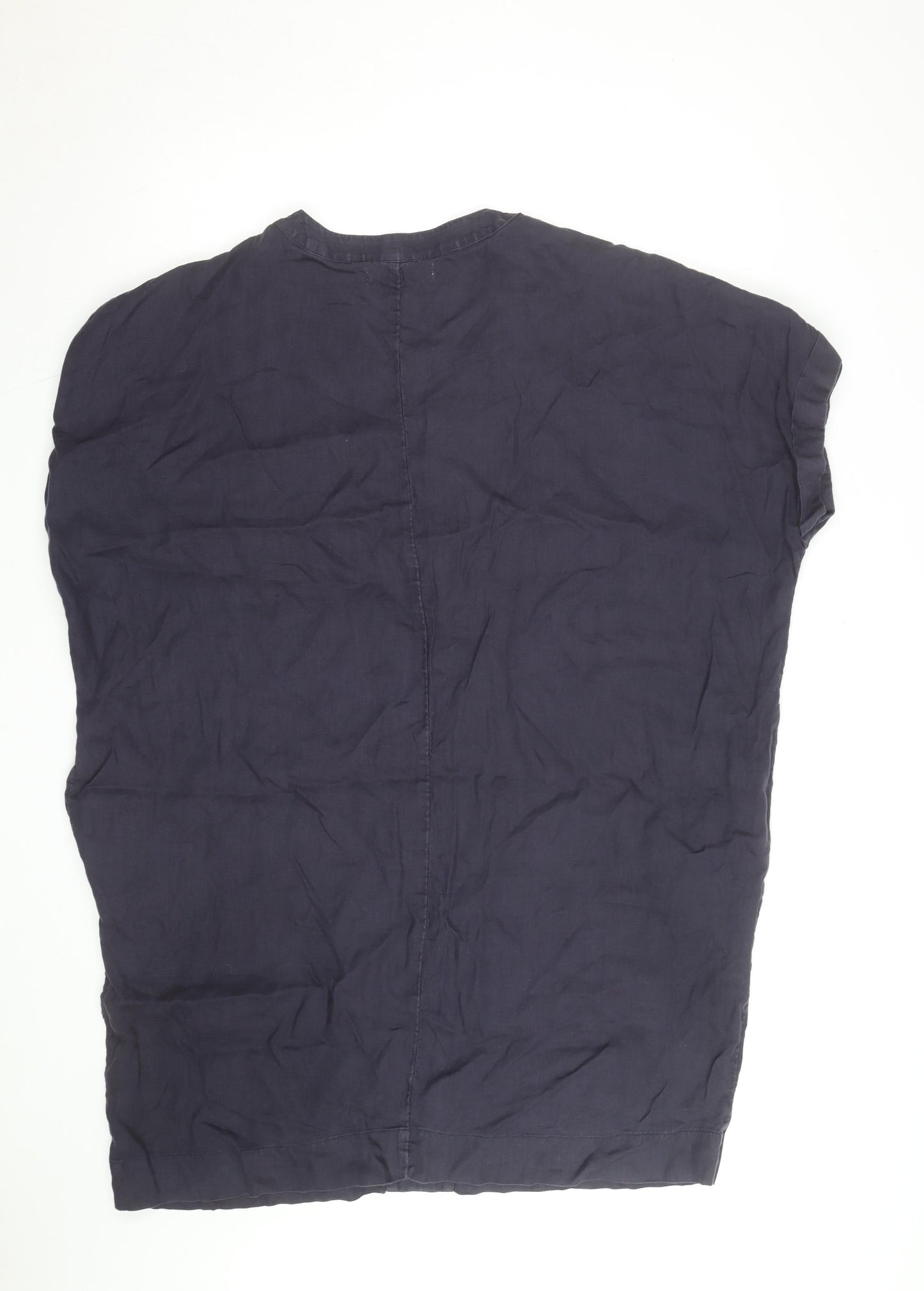 John Lewis Pure Linen Women's Blue V-Neck Tunic Blouse Size 14