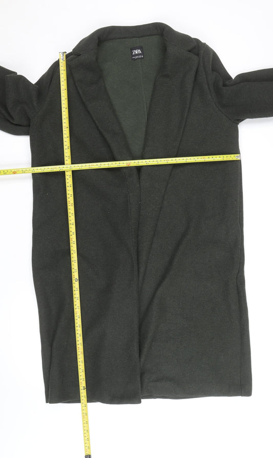 Zara Men’s Green Wool Blend Long Overcoat Size L