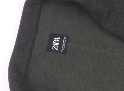 Zara Men’s Green Wool Blend Long Overcoat Size L