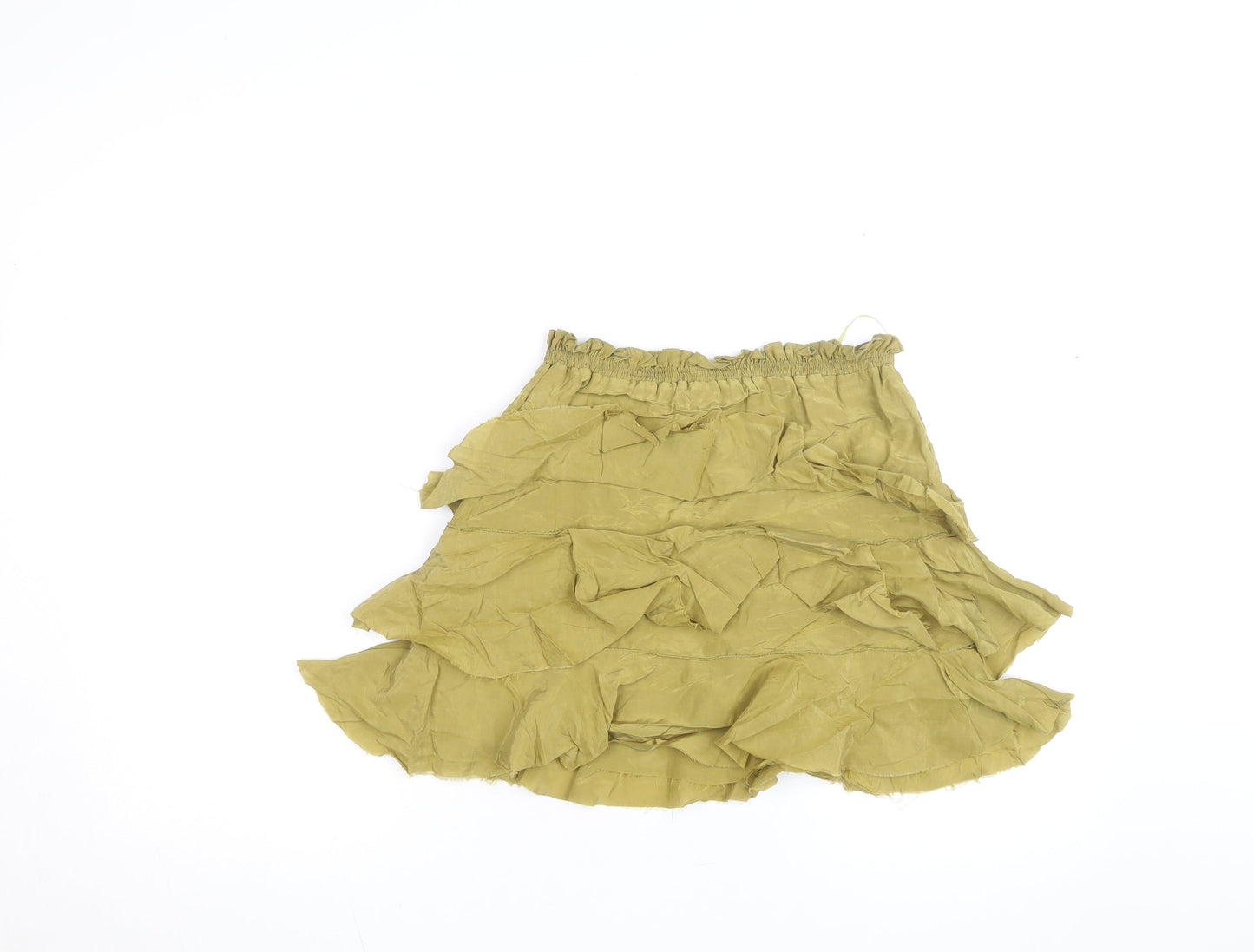 Zara Women Green XS Peasant Ruffle Short Skirt
