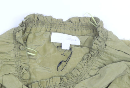 Zara Women Green XS Peasant Ruffle Short Skirt