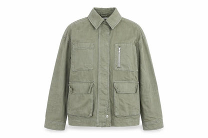 Topshop Women’s Green Cotton Military Jacket XS Collared Twill