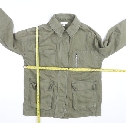 Topshop Women’s Green Cotton Military Jacket XS Collared Twill