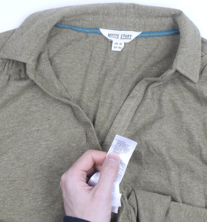 White Stuff Women's Green Long Sleeve Button-Up Shirt Size 14