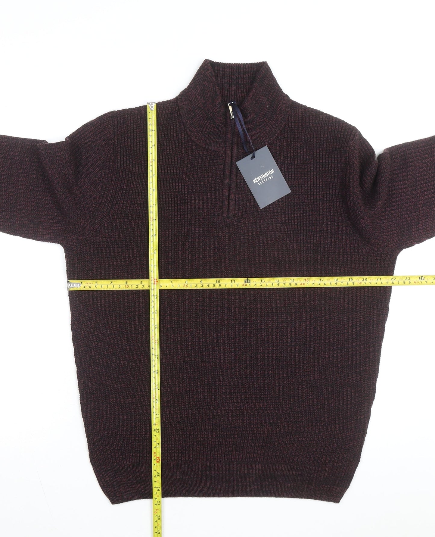 Kensington Eastside Men's Brown 1/4 Zip High Neck Jumper L