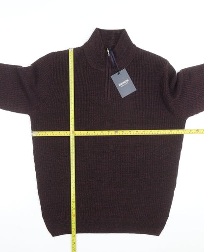 Kensington Eastside Men's Brown 1/4 Zip High Neck Jumper L