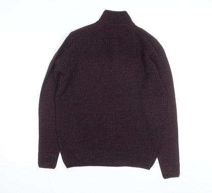 Kensington Eastside Men's Brown 1/4 Zip High Neck Jumper L