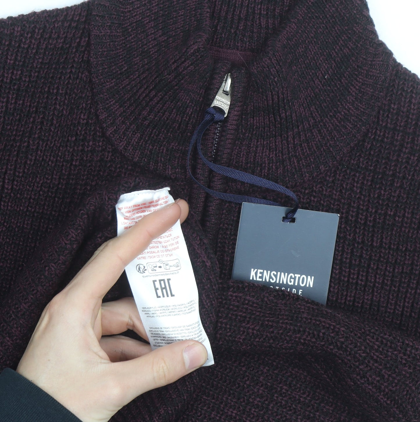 Kensington Eastside Men's Brown 1/4 Zip High Neck Jumper L