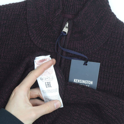 Kensington Eastside Men's Brown 1/4 Zip High Neck Jumper L