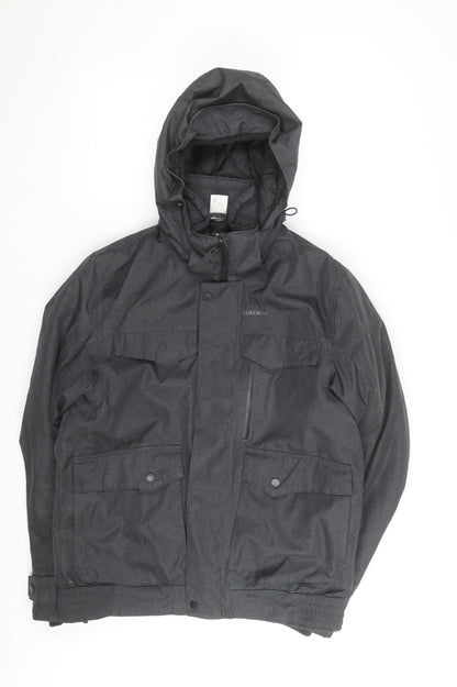 Quechua Men's Grey Waterproof Hooded Parka Jacket L Regular Fit