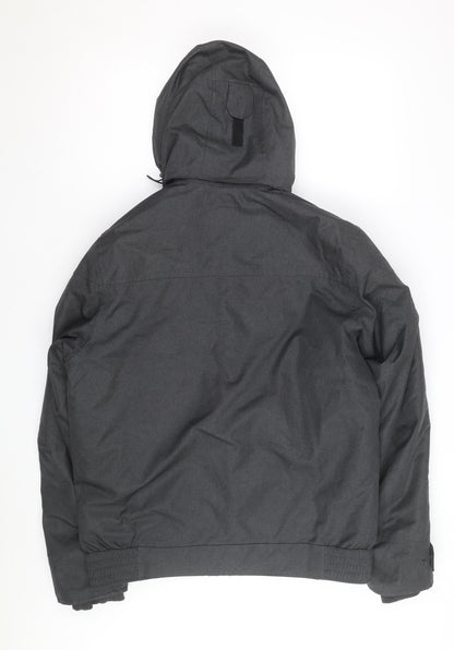 Quechua Men's Grey Waterproof Hooded Parka Jacket L Regular Fit