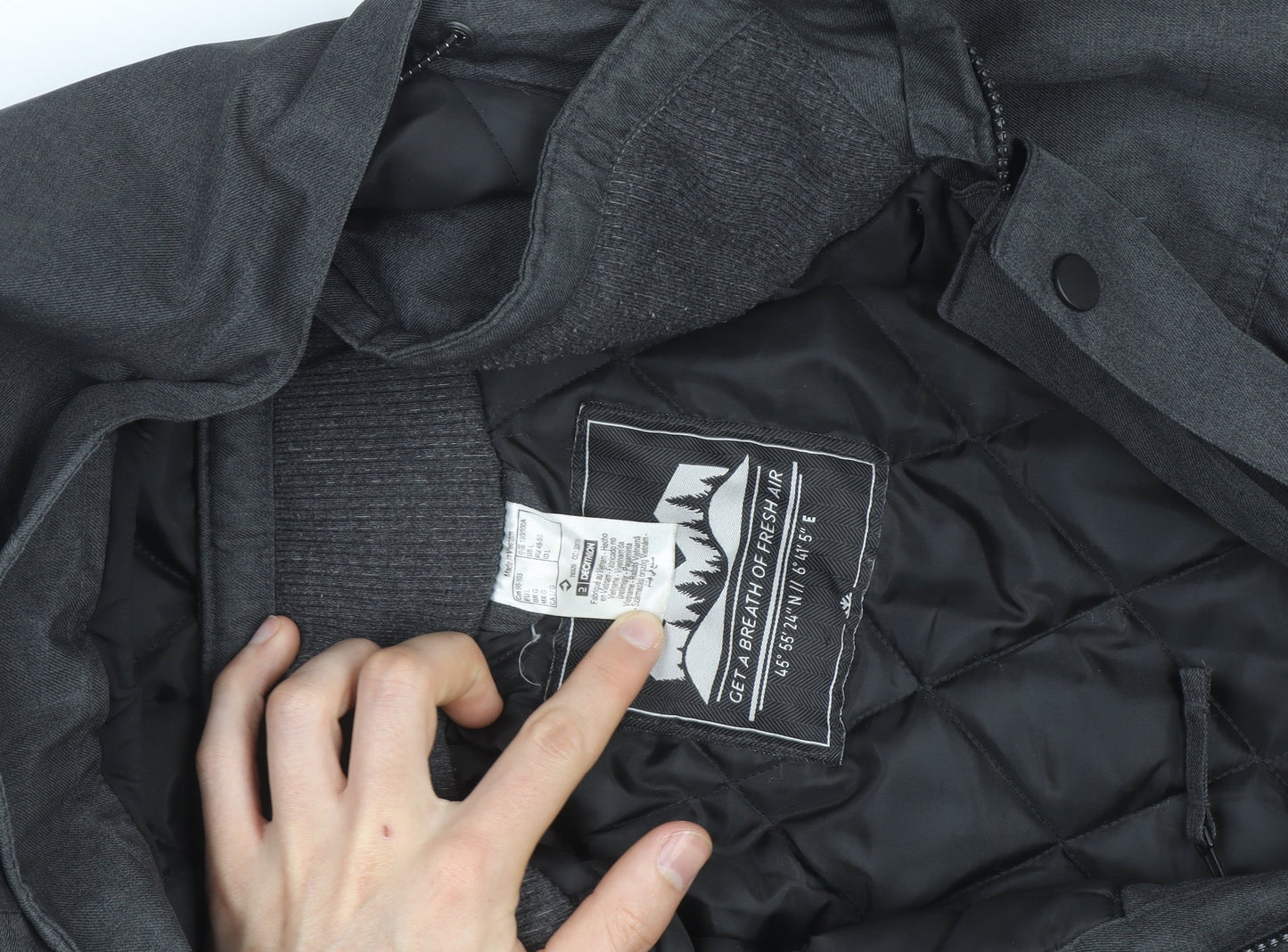 Quechua Men's Grey Waterproof Hooded Parka Jacket L Regular Fit